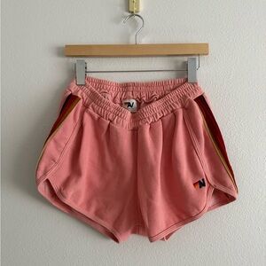 Aviator Nation 5 Stripe Jogger Sweat Shorts Rainbow Velour Stripes Women’s Sz XL